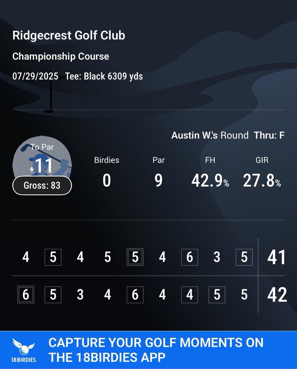 Just shot a new PR for 18 holes!