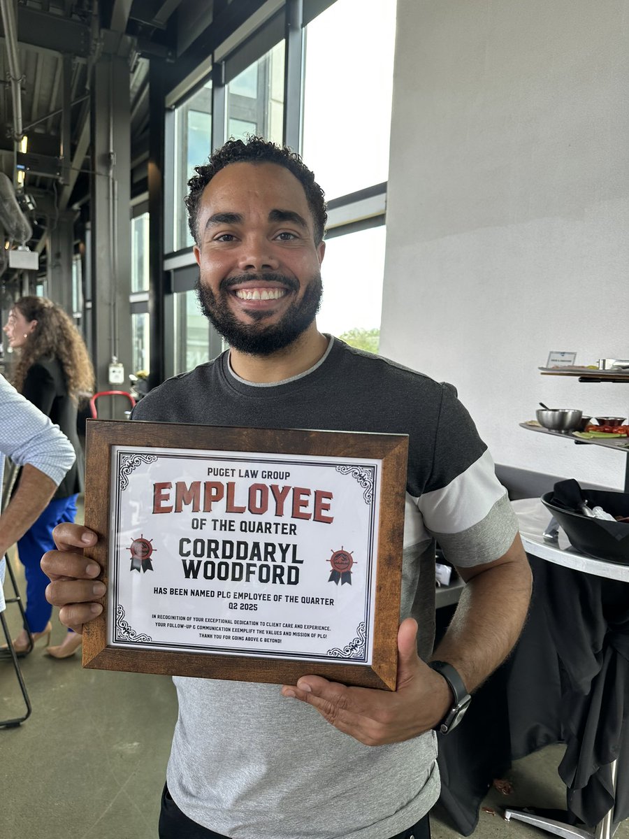 Corddaryl's tweet photo. Last Friday I received employee of the quarter at our fun Friday work event. #CriminalDefenseAttorney 😁 https://t.co/n5JuVXgrda