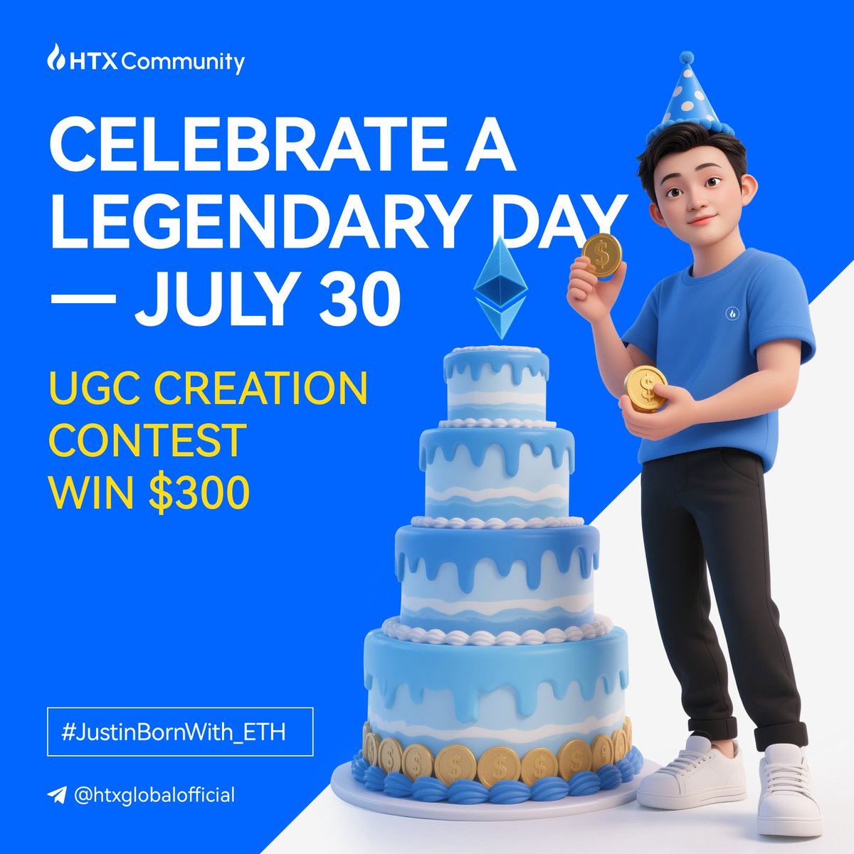 🎉 Two Legends. One Celebration!
<a href="/justinsuntron/">H.E. Justin Sun 🍌</a> turns 35✨ #Ethereum turns 10🎂

Enter to win $300:
✅ Follow <a href="/HTXCommunity/">HTX Community</a> +RT
🚀 Join #HTX Telegram: t.me/htxglobaloffic…
🎨 Create memes, videos, or artworks that fuse Justin Sun and the #Ethereum10 anniversary
🔥 Post it with