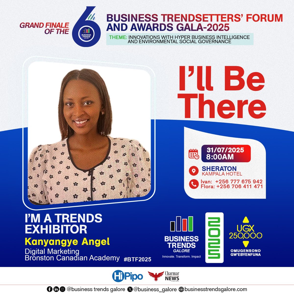 Kanyangye Angel, a Digital Marketeer at  Broston Canadian Academy, will be exhibiting at the  6th Business Trendsetter's Forum and Gala Awards 2025. Learn from the best of the best in world wide education ; leading in innovation! 👊
#BTF 2025

#innovation #ESG #HBI