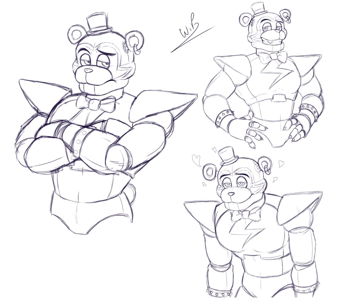 Wip Glamrock Freddy in my style🐻⚡
#fnaffanart 
#fnafsecuritybreach