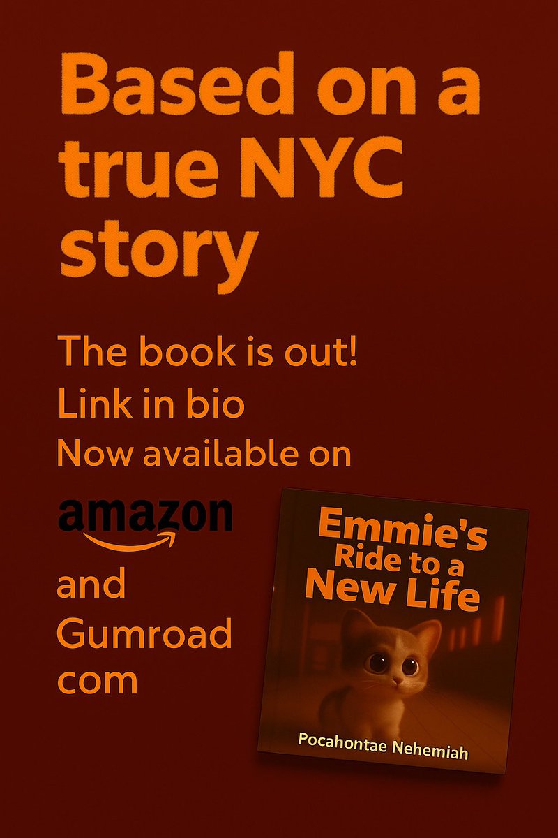 Pocahontaee's tweet photo. Emmie’s story can now live with us forever 🗽🐱✨🫶🏽 LINK IN BIO 📚 #emmie #nyc #cat #mta #viral #pocahontae #narrator #fyp #linkinbio #childrensbook #amazon #gumroad #trending #rescuecat https://t.co/yOKDH3VwBa