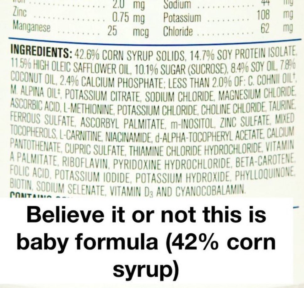 Wow! 42.6 percent corn Syrup! Baby Formula! 😳