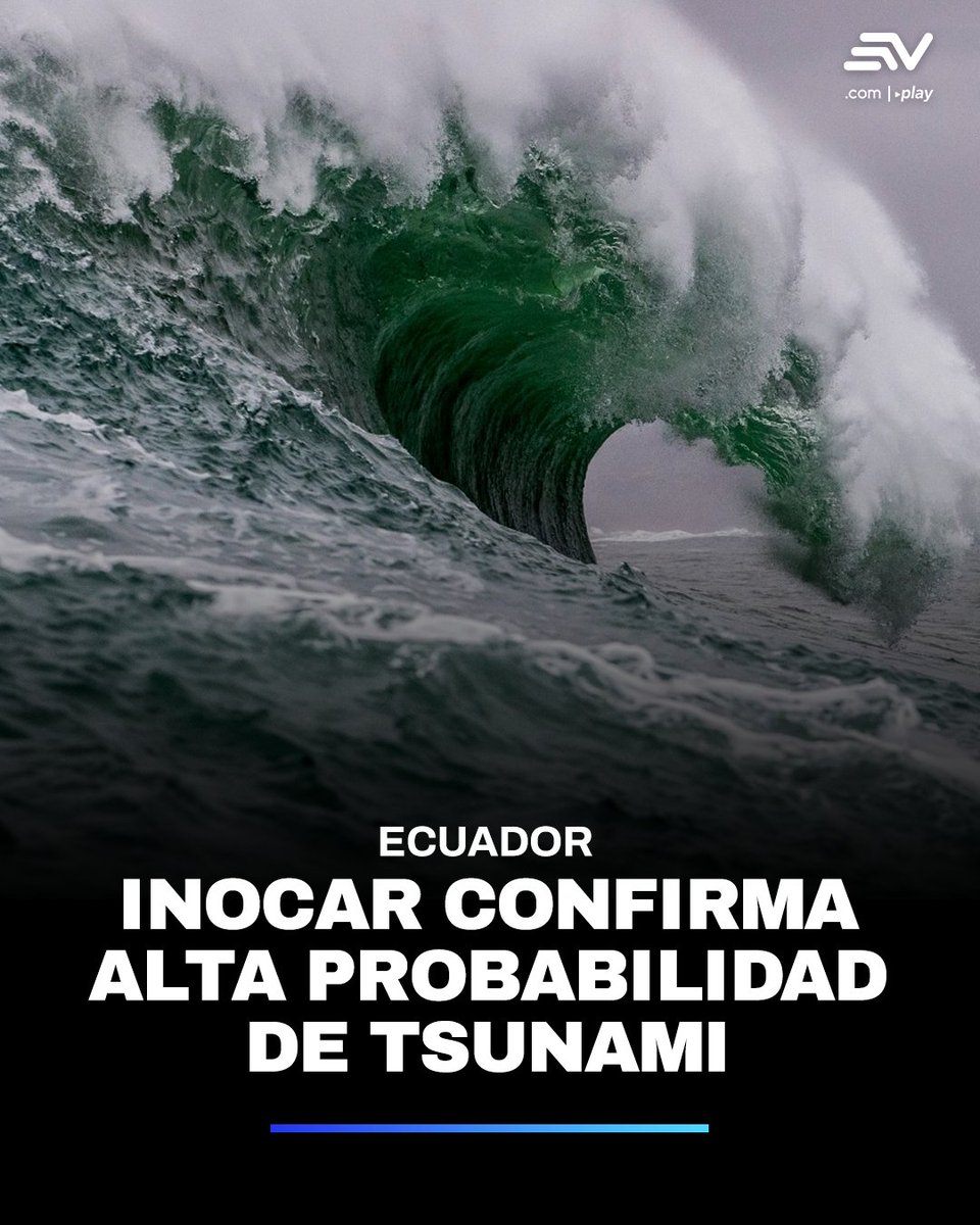 #URGENTE 🚨 | El Inocar, institución encargada de la investigación oceanográfica de Ecuador, expresó que existe una alta probabilidad de un tsunami en el país. 💻 bit.ly/414iipp