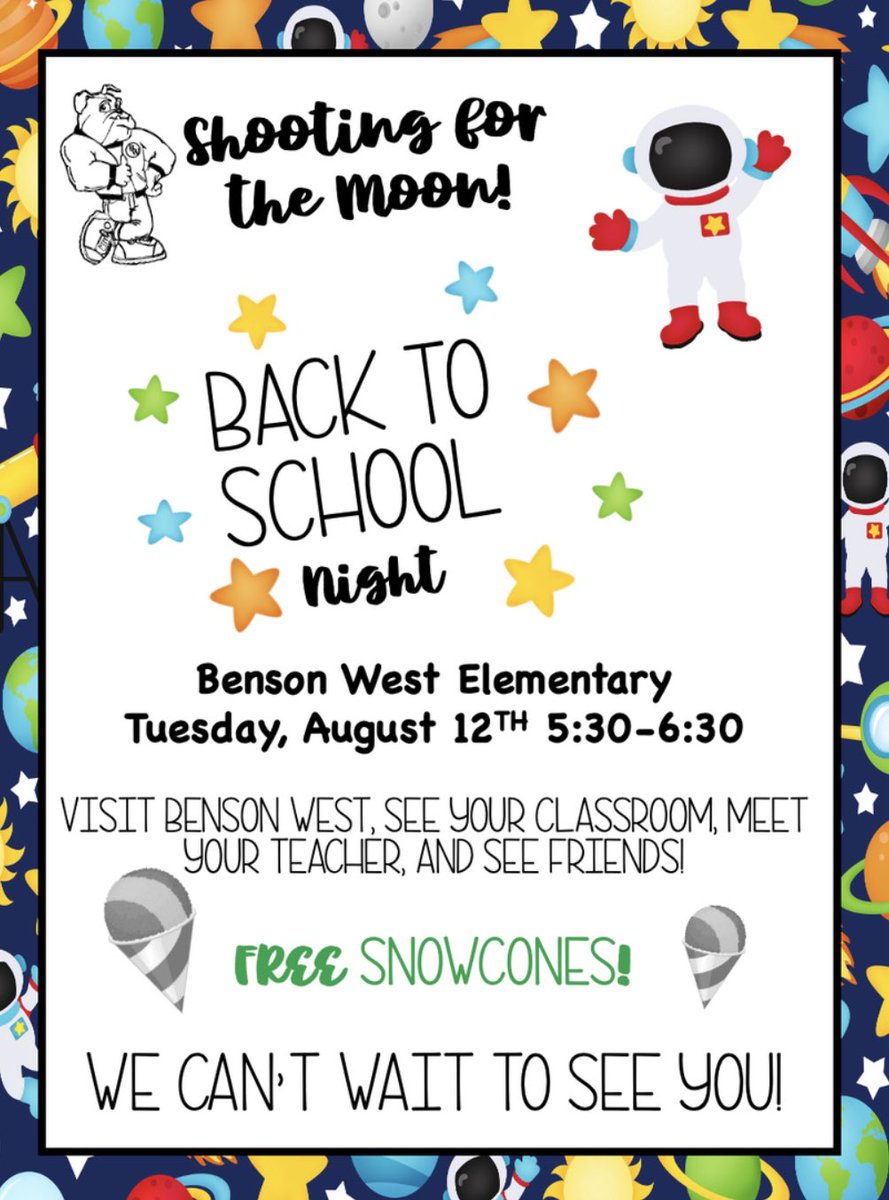 Join us for BW Back to School Night on Tuesday, August 12th 5:30 to 6:30!! Hope you can stop by!! 🚀🚌🚌🚀