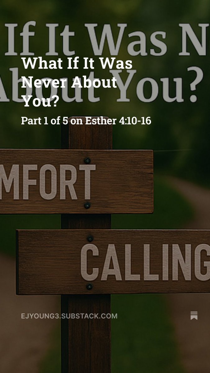 What if evey promotion or blessing you got…wasn’t about you at all?

open.substack.com/pub/ejyoung3/p…