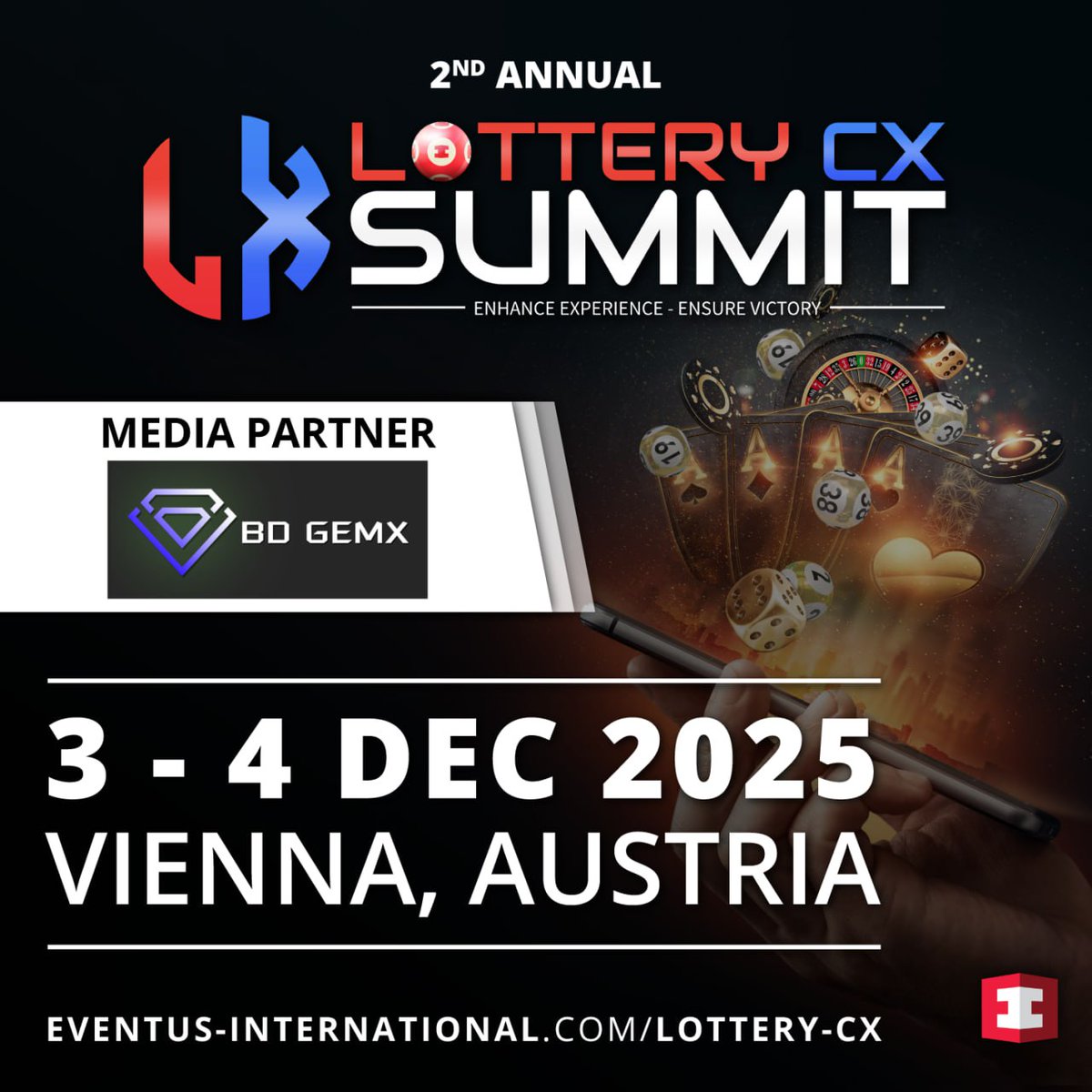 BD_GemX's tweet image. 💥💥 BD GemX | Media Partner of 3 Premier Gaming Summits in Vienna: #iGamingDACH, #LotteryCX &amp;amp; #PlayerProtection 2025

🔥 BD GemX is proud to expand its strategic presence as Official Media Partner for three top-tier industry events taking place simultaneously in Vienna, Austria…