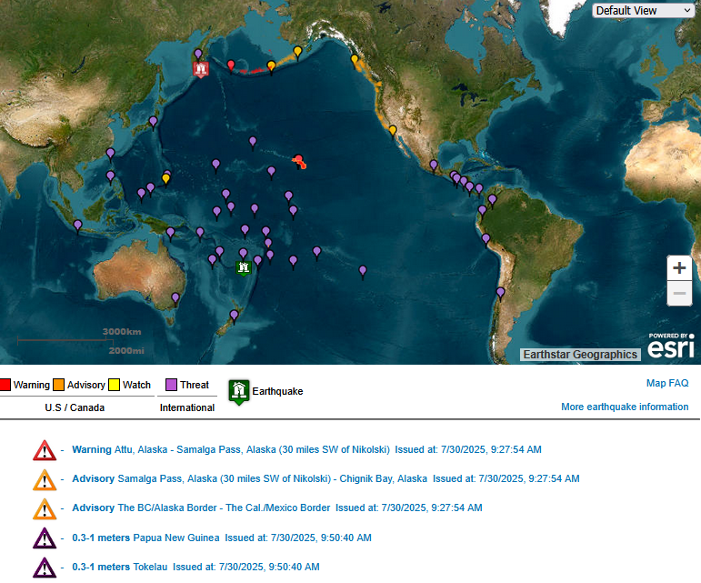 The West Coast, United States, has gone from "watch" to "advisory".