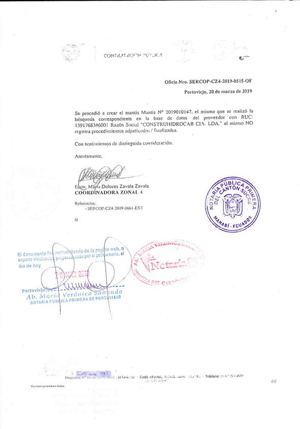 caso_16A_Ec's tweet image. ¡BOMBA LEGAL! SERCOP certifica que CONSTRUHIDROCAB CIA. LTDA (CONCRENOR) no tiene contratos adjudicados con el Estado. CERO contratos = CERO delito. Fiscalía actuó pese a esta evidencia oficial. #InjusticiaManifiesta #CasoReconstrucciónDeManabí