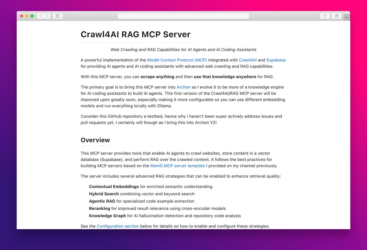 essamamdani's tweet image. Crawl4AI RAG MCP Server  
#webcrawling #AIagents #RAG