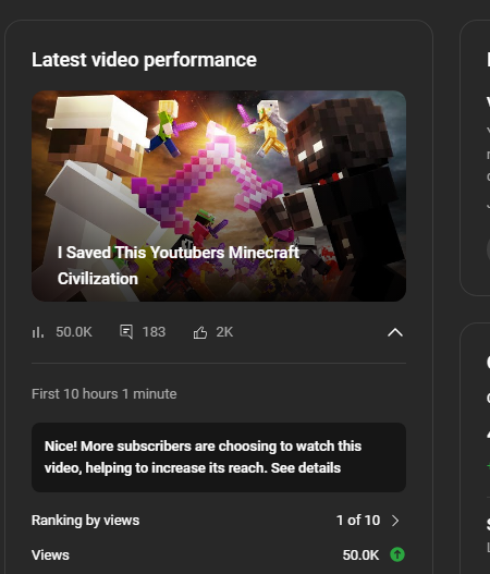 fastest ive ever hit 50k on a video, thank u so much the support lately has been unreal