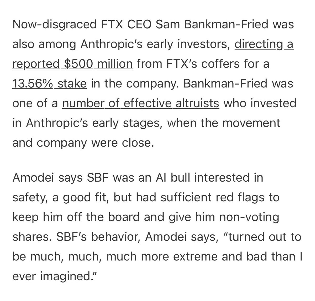 still bonkers SBF put in $500m early into Anthropic and that stake would be ~$20B after startup’s latest funding round at $170B