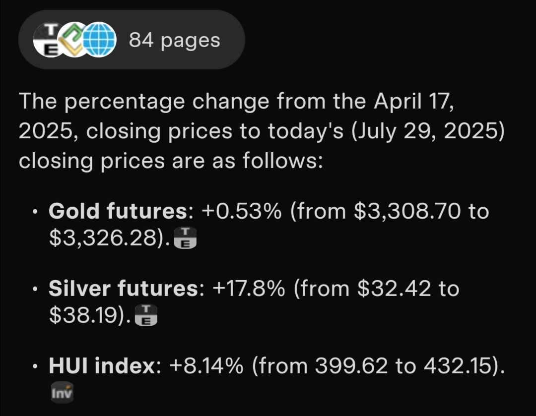 Jaime E. Carrasco (@ijcarrasco) on Twitter photo Since my last interview with <a href="/PalisadesRadio/">Palisades Gold Radio</a> in April, as predicted, #silver has been leading and is now up +17.8%.
IMO it has started its run as the GOAT of metals, and quite possibly, all sector up moves.
With the exception of their producers, whose levered earnings will Since my last interview with <a href="/PalisadesRadio/">Palisades Gold Radio</a> in April, as predicted, #silver has been leading and is now up +17.8%.
IMO it has started its run as the GOAT of metals, and quite possibly, all sector up moves.
With the exception of their producers, whose levered earnings will