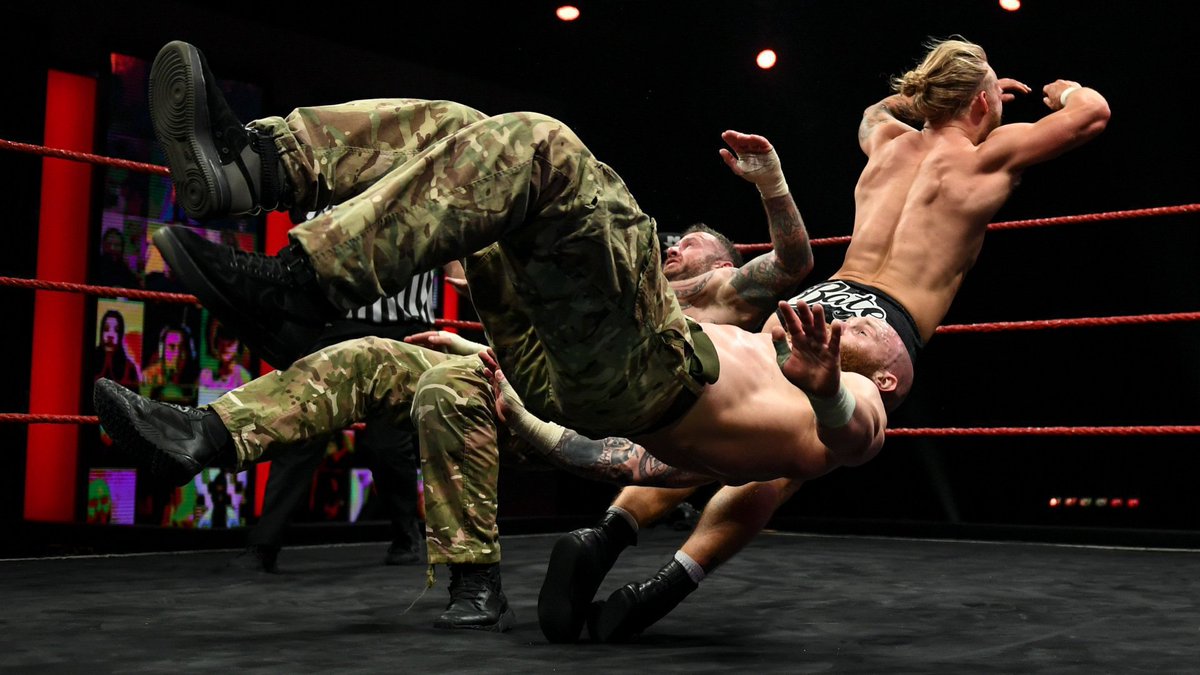 NXTUK_Legacy's tweet image. July 29, 2021:

At BT Sport Studios, #MoustacheMountain (#TylerBate &amp;amp; @trentseven) def. #Symbiosis (@The_Primate_ &amp;amp; T-Bone) in a physical main event; and then were mockingly congratulated by #NXTUK Tag Team Champions #PrettyDeadly (@KitWilson_PD &amp;amp; @EltonPrince_PD).

📸 WWE