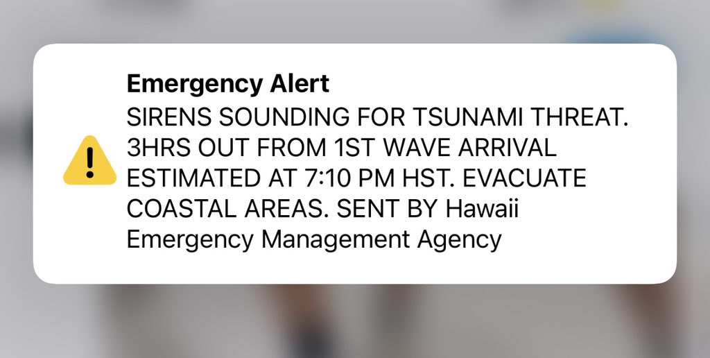 3 hour warning has been issued