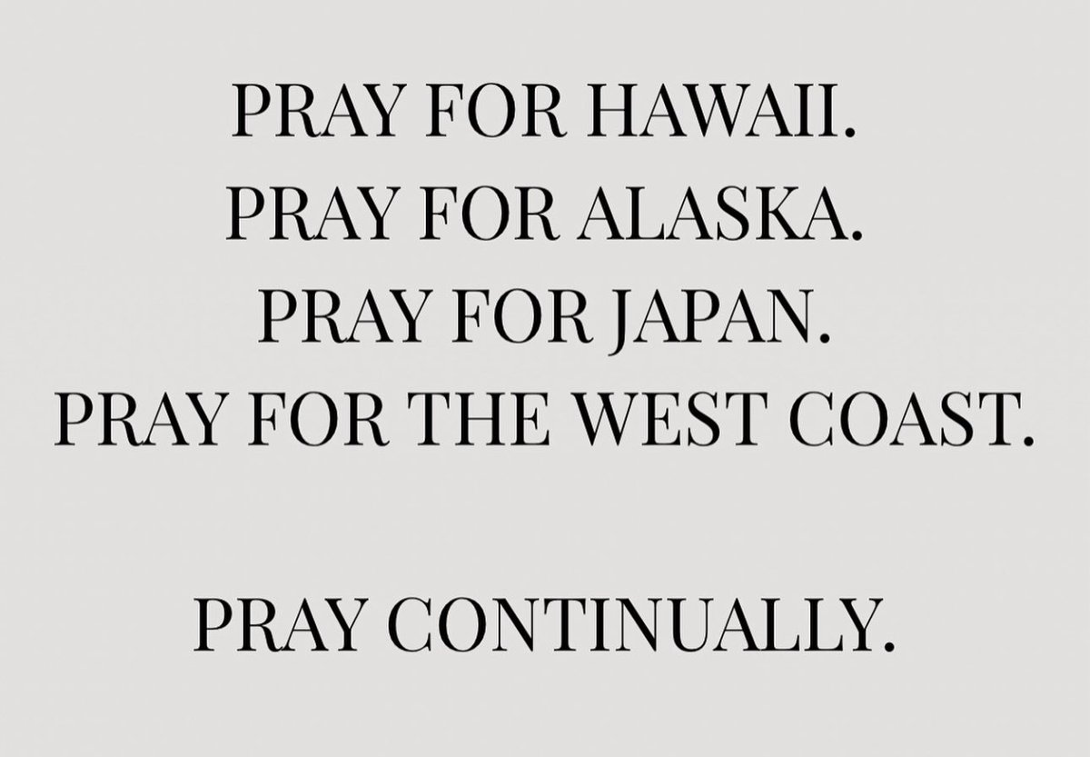 🚨 PRAYERS NEEDED:
Hawaii 🇺🇸
Japan 🇯🇵
Alaska 🇺🇸
West Coast 🇺🇸

Tsunami warnings are active after a massive 8.8 earthquake in the Pacific. Drop a prayer emoji in the replies if you’re praying. 🙏