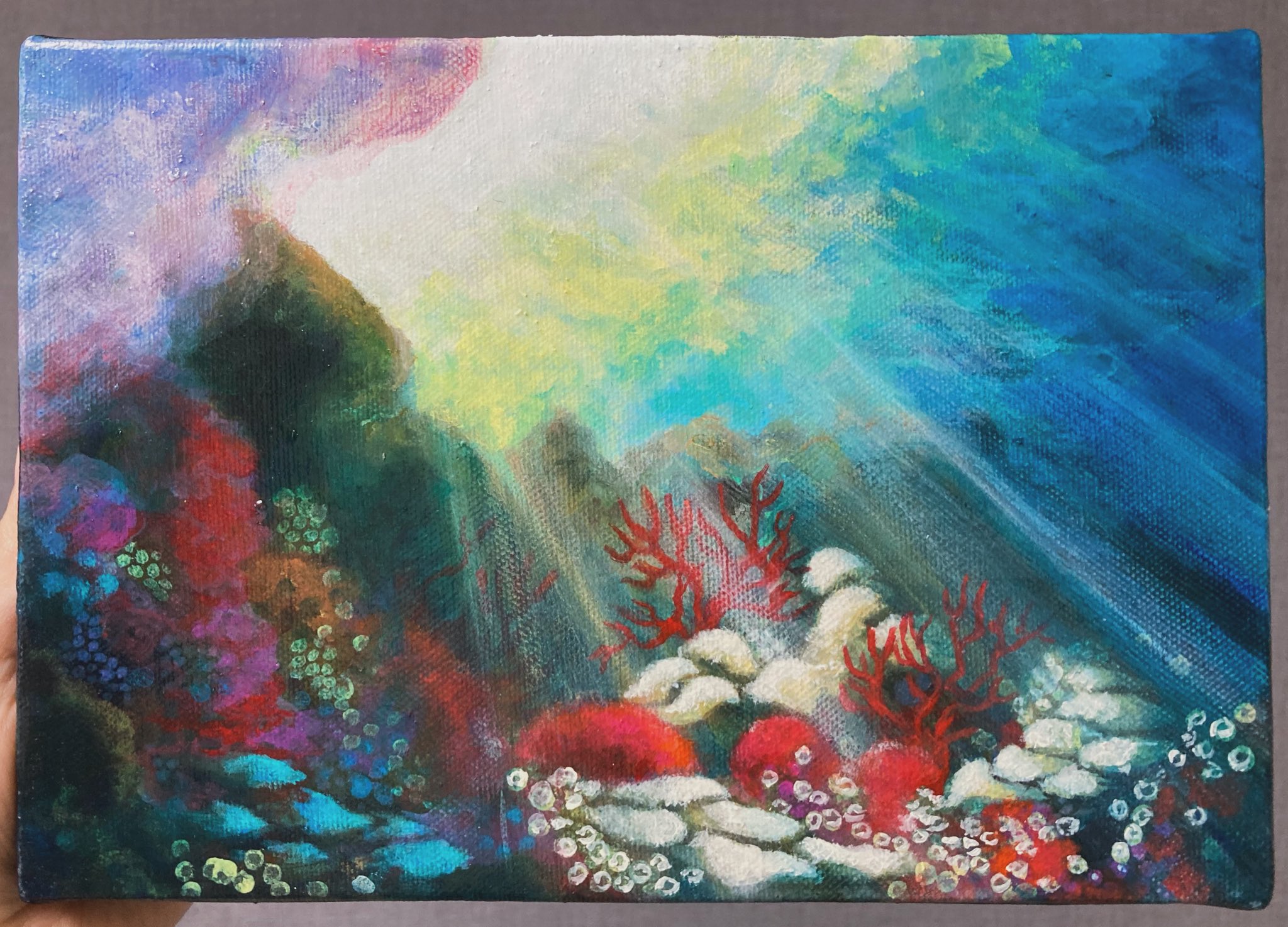 絵画★原画（1点限り）『波のしぶき／海』（アクリル水彩画 2022年7月21日） 絵画通販☆原画（1点限り）『波のしぶき』（アクリル水彩画 2022