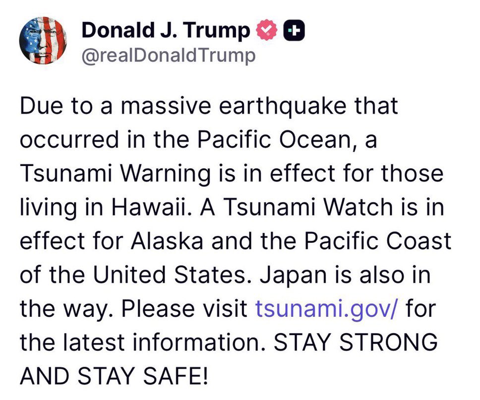 Donald Trump's post on Truth Social, July 30, 2025. (@realdonaldtrump via Truth Social)