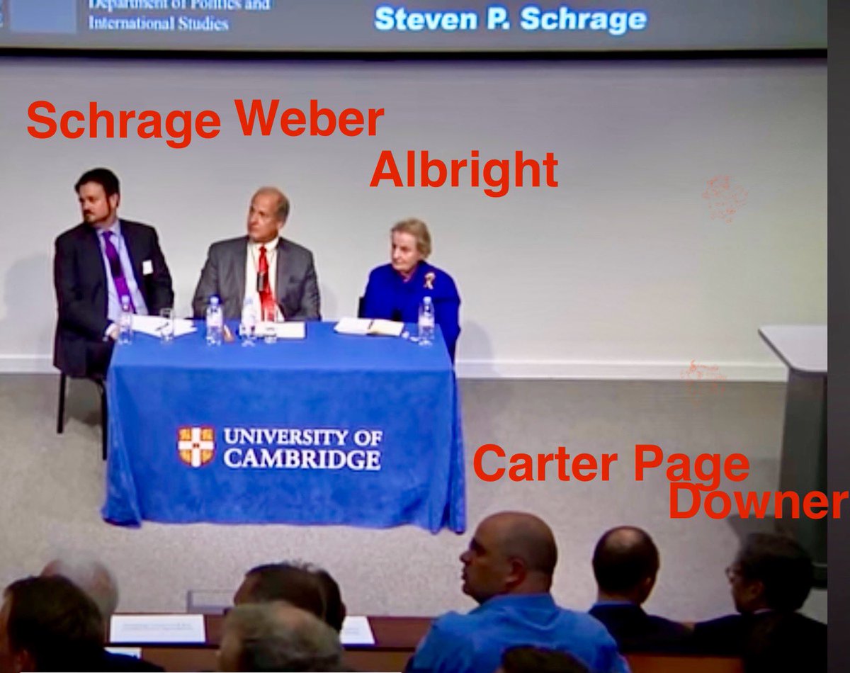 July 11, 2016 University of Cambridge, England

A crucial date and photograph. Here in one room are
Alexander Downer who provided the “tip” about Trump campaign which started the FBI Crossfire Hurricane investigation two weeks later, and Clinton proxy Madeline Albright.  

When