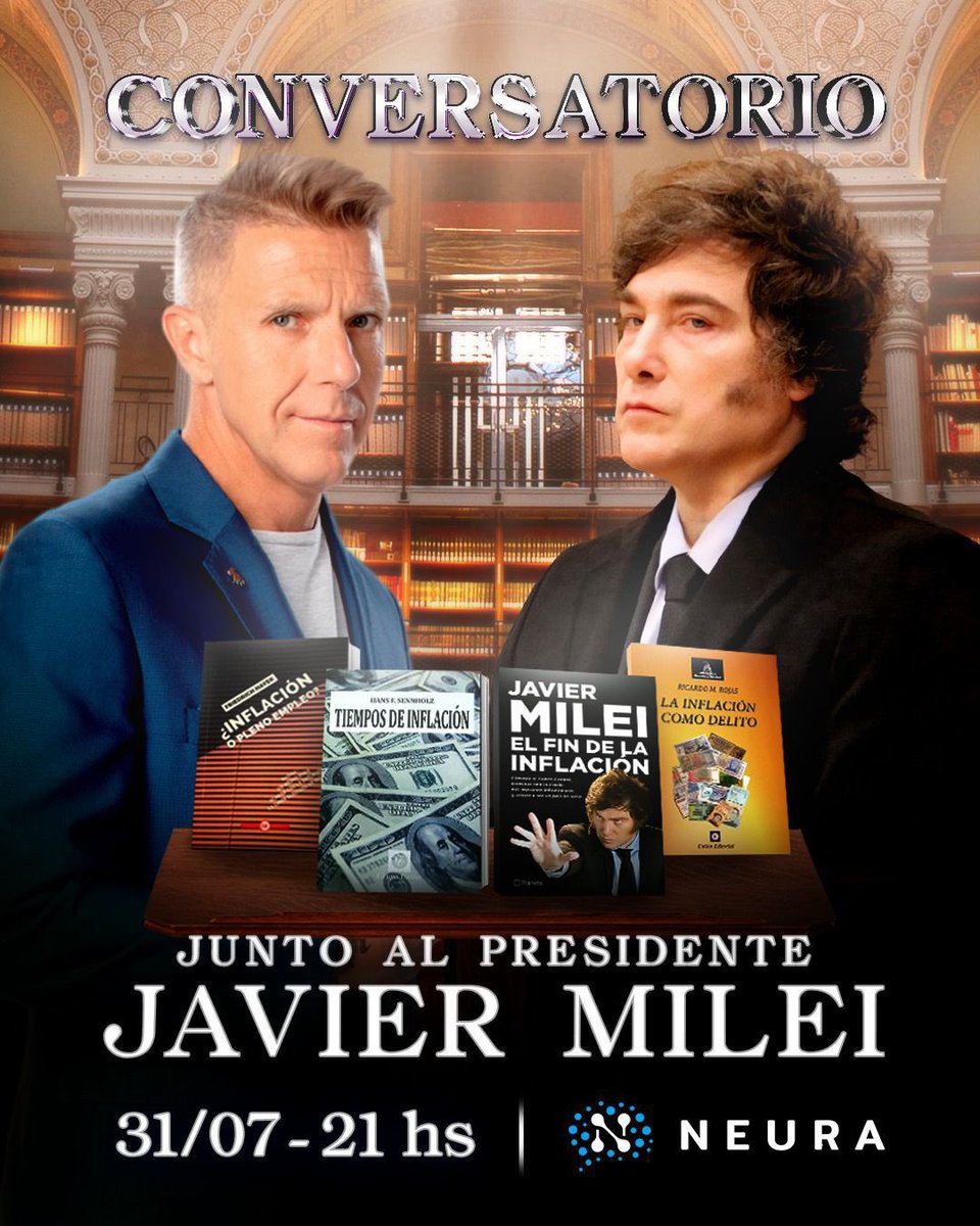 Este jueves recibimos al Presidente <a href="/JMilei/">Javier Milei</a> 👈🏻

No te podés perder este conversatorio mano a mano con <a href="/fantinofantino/">Alejandro Fantino</a> sobre lectura 📚