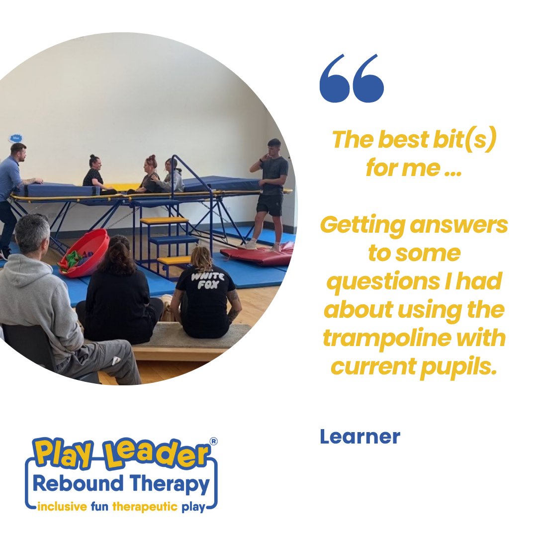 bounceOT - rebound therapy & OT (@bounceot) on Twitter photo Rebound Therapy Training Feedback <a href="/reboundtherapy_/">Rebound Therapy Training - Bounce OT</a>
"The best bit(s) for me ...
Getting answers to some questions I had about using the trampoline with current pupils" Rebound Therapy Training Feedback <a href="/reboundtherapy_/">Rebound Therapy Training - Bounce OT</a>
"The best bit(s) for me ...
Getting answers to some questions I had about using the trampoline with current pupils"