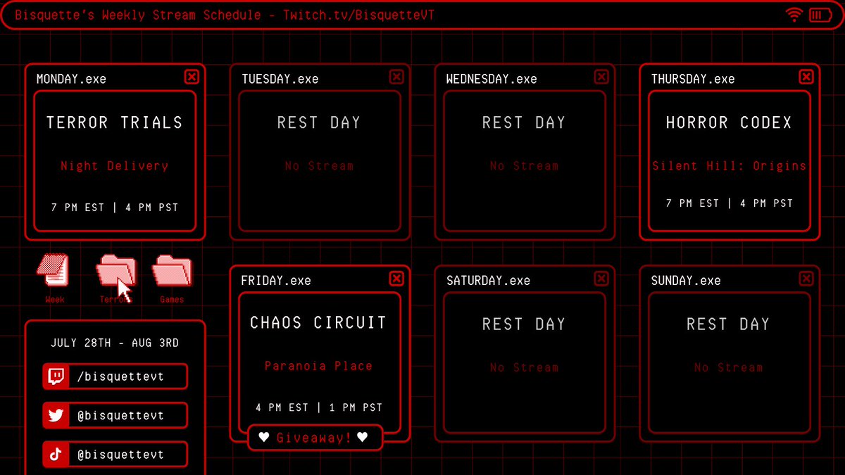 Aaaand just realized I forgot to post my schedule for the week haha oops