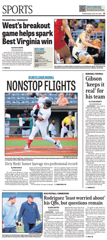 Zack Klemme (@zklemmehd) on Twitter photo Wednesday <a href="/wvgazettemail/">Charleston Gazette-Mail</a> <a href="/GazMailSports/">Gazette-Mail Sports</a> front
Local work: <a href="/ElmoreSports/">Rick Elmore</a>, <a href="/tylerkennett/">Tyler Kennett</a>, <a href="/nick_scala319/">Nick Scala</a>, <a href="/lbilsonphoto/">Laura Bilson</a>, <a href="/scott_abbott/">Scott Abbott</a>
Inside: <a href="/fischer_photo/">Ryan Fischer</a>, yours truly
Design: Rob Stiles Wednesday <a href="/wvgazettemail/">Charleston Gazette-Mail</a> <a href="/GazMailSports/">Gazette-Mail Sports</a> front
Local work: <a href="/ElmoreSports/">Rick Elmore</a>, <a href="/tylerkennett/">Tyler Kennett</a>, <a href="/nick_scala319/">Nick Scala</a>, <a href="/lbilsonphoto/">Laura Bilson</a>, <a href="/scott_abbott/">Scott Abbott</a>
Inside: <a href="/fischer_photo/">Ryan Fischer</a>, yours truly
Design: Rob Stiles