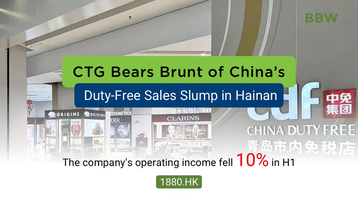 The duty-free shop operator’s revenue and net profit fell in the first half of this year as duty-free sales dropped on Hainan island, a major tourism hotspot thebambooworks.com/ctg-bears-brun…