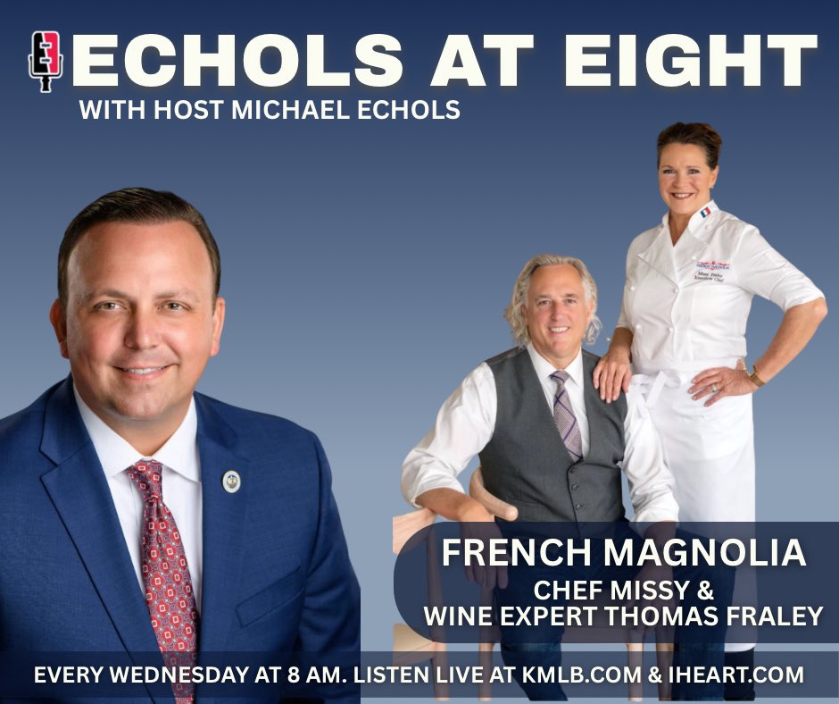 🎙️ Join us this Wednesday at 8 AM for Echols at Eight! House Speaker Mike Johnson delivers exclusive DC insights, unpacking the latest political moves. Then, French Magnolia’s Chef Missy and wine expert Thomas Fraley bring Southern sophistication to the table. Tune in for a blend