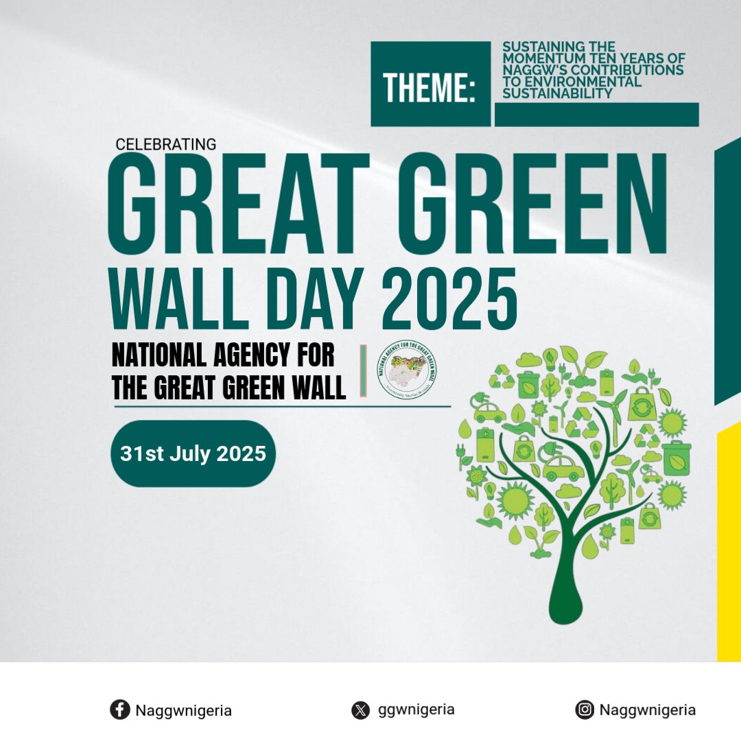 Global Env. & Climate Conservation Initiative (@globalecci) on Twitter photo As part of the official commemoration of Great Green Wall Day 2025, the <a href="/GlobalECCI/">Global Env. & Climate Conservation Initiative</a> through the Office of the Great <a href="/auggwi/">Great Green Wall Initiative</a>, in collaboration with the The <a href="/naggwnigeria/">NAGGW NG</a> will proudly lead a dynamic delegation of youth, women, and civil society organization from Jigawa State As part of the official commemoration of Great Green Wall Day 2025, the <a href="/GlobalECCI/">Global Env. & Climate Conservation Initiative</a> through the Office of the Great <a href="/auggwi/">Great Green Wall Initiative</a>, in collaboration with the The <a href="/naggwnigeria/">NAGGW NG</a> will proudly lead a dynamic delegation of youth, women, and civil society organization from Jigawa State