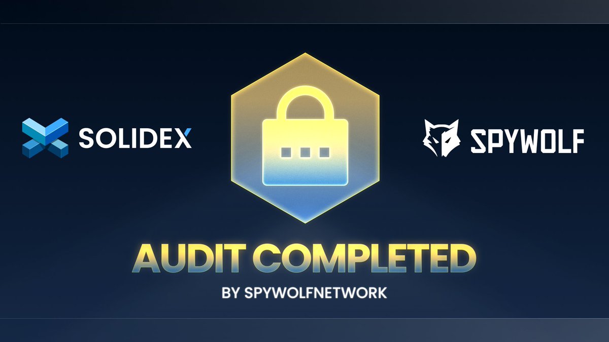 ✅ Audit Completed!

Solidex is officially audited by <a href="/SpyWolfNetwork/">SPYWOLF</a> and ready to launch on <a href="/cronos_chain/">Cronos</a> 

Built on trust, transparency, and next-gen (ve(3,3) DEX model.

The future of capital-efficient DeFi starts now🌐

#crofam #solidex