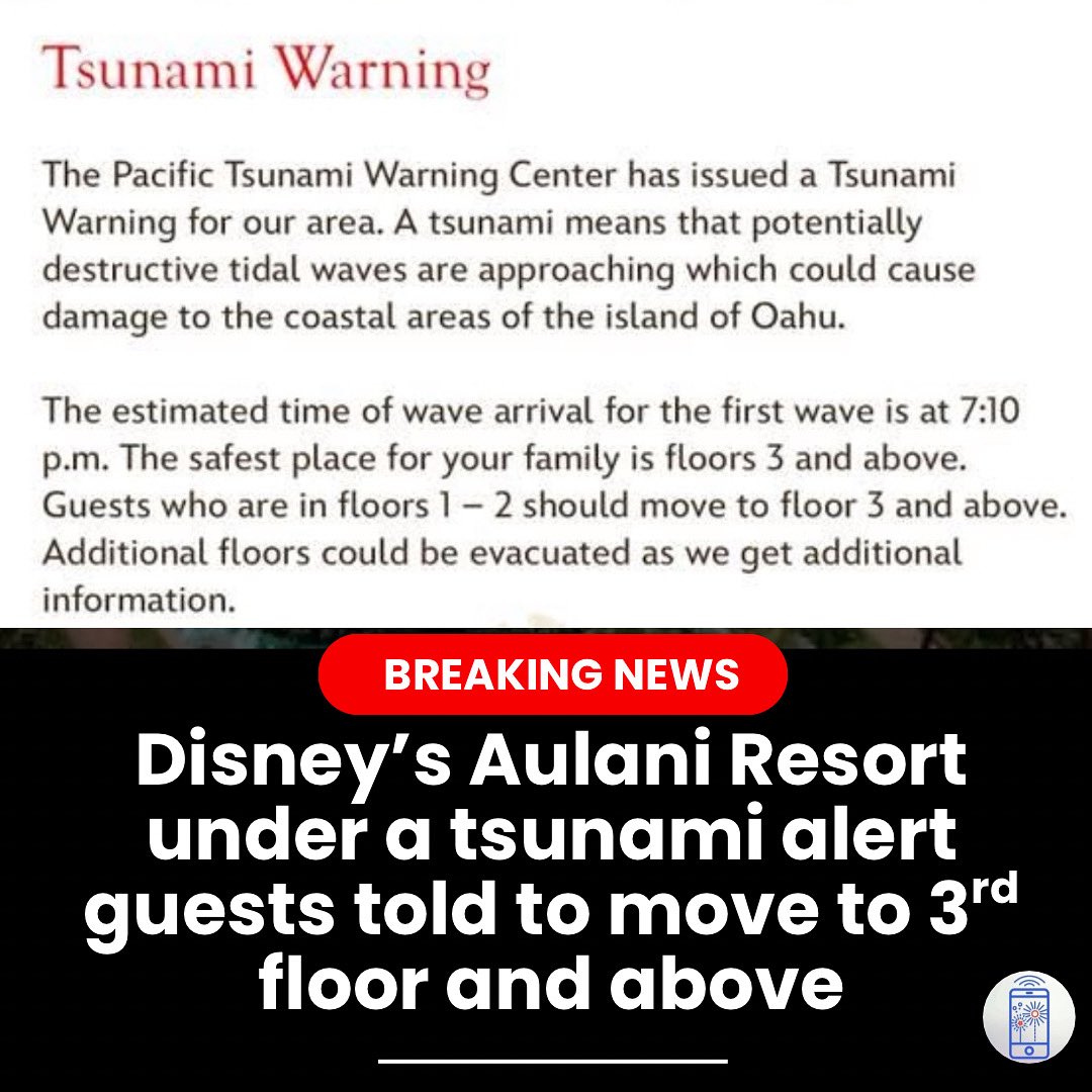 Streaming The Magic (@streamingmagic) on Twitter photo Update regarding tsunami warnings at Disney’s Aulani Resort #tsunami #aulani #Disneyresorts Update regarding tsunami warnings at Disney’s Aulani Resort #tsunami #aulani #Disneyresorts