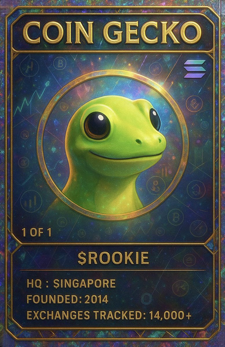 In honor of our highly anticipated listing on Coin Gecko

This 1 OF 1 $ROOKIE card NFT will launch shortly on SolSea 

Find the link in our website 
Rookietradingcards.net