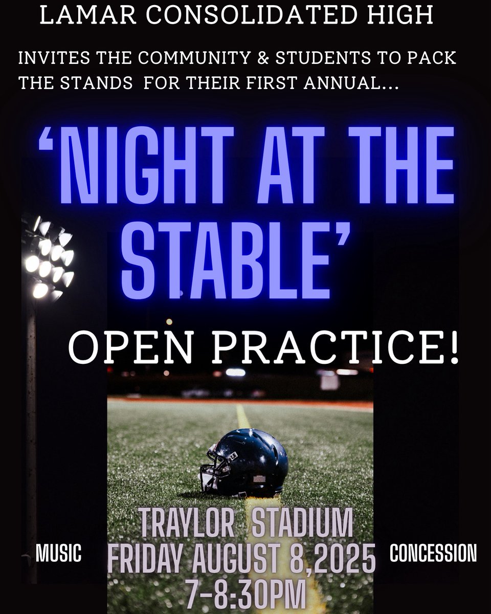 🏈🏈🏈 🏈🏈🏈🏈🏈🏈🏈🏈🏈
ITS ALMOST OUR FAVORITE TIME OF THE YEAR!!!! 
And our Mustangs are gearing up for the First Annual OPEN PRACTICE  
aka “Night At The Stable” this event is free entry &amp; we invite all of our Community, Family &amp; Friends to come out!