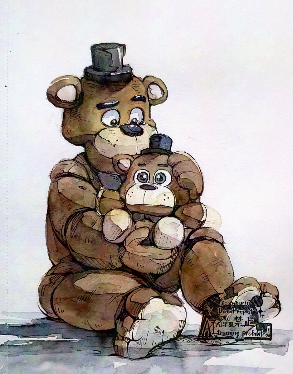 conabemin's tweet image. この前RTしたぬいぐるみを持ってるフレディさんが激しく可愛いかったので描いてしまった…✨