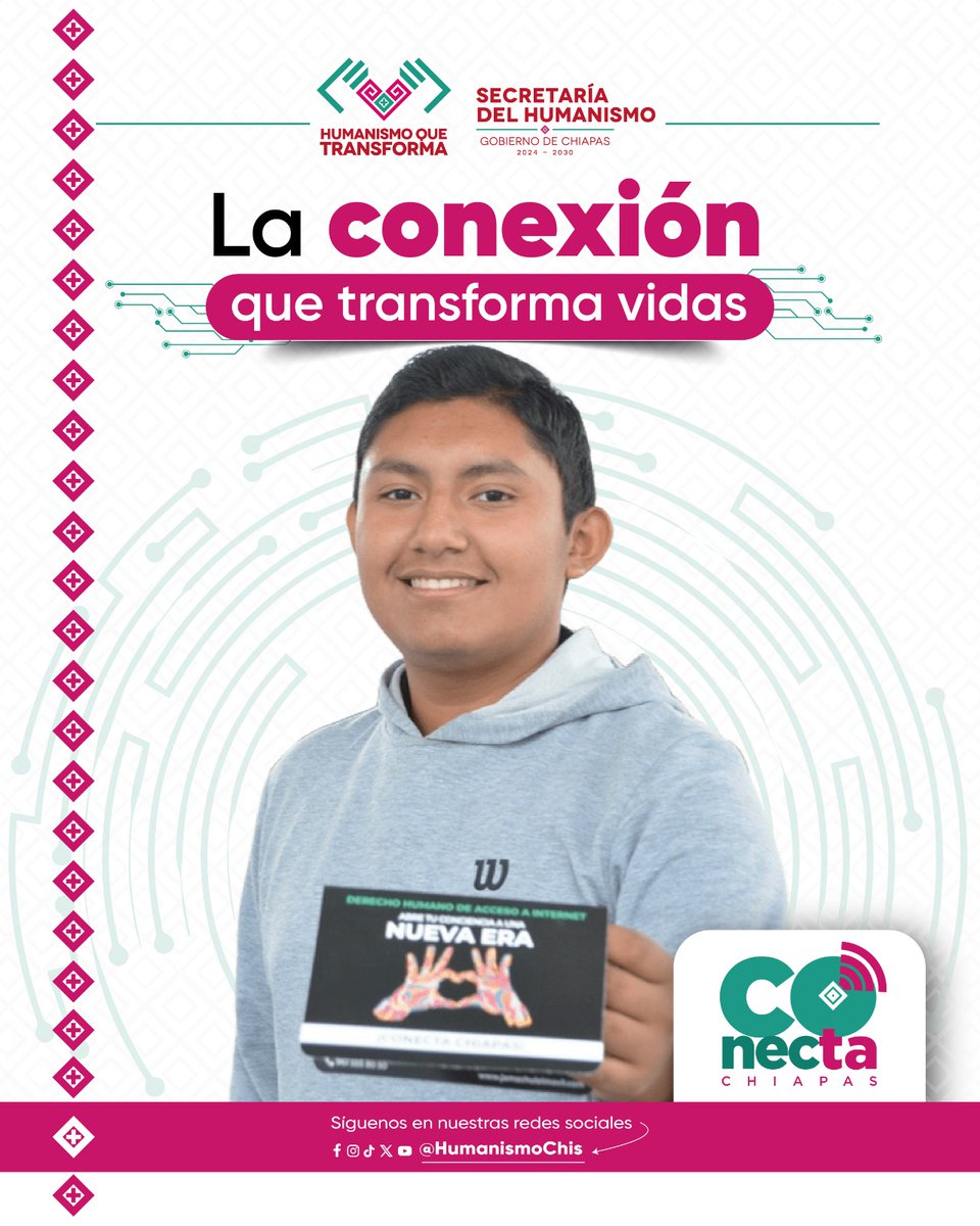🌐✨ #ConectaChiapas, la conexión que transforma vidas. 

📢 Porque cuando conectamos a la juventud 👩‍🎓👨‍🎓, conectamos el futuro de #Chiapas.

#HumanismoQueTransforma #HumanismoEnAcción