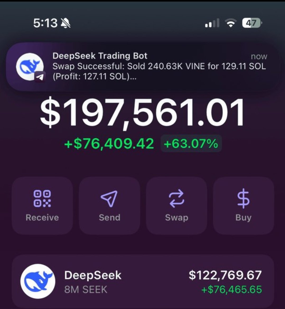 DeepSeek just turned $100 into $45K overnight.

This isn't a flex. It's facts.

Built an Al trading bot using DeepSeek And it literally prints crypto.

I'm sharing the exact bot for FREE 

Want it?
1. Retweet
2. Like
3. Reply "DS"
4. Follow me