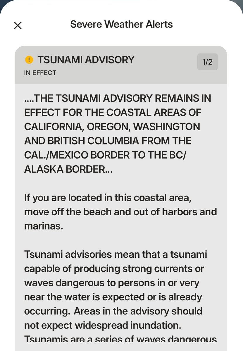 westwindsailing's tweet photo. Tuesday, 7/29. 8 PM. 
Tsunami Advisory for our area. Any potential waves or surge are expected around 1:15 AM, Wed morning.  We anticipate any associated surge to dissipate before 8 AM - and our programs will not be effected. We'll update and contact students as necessary. https://t.co/8ppqtorgVg