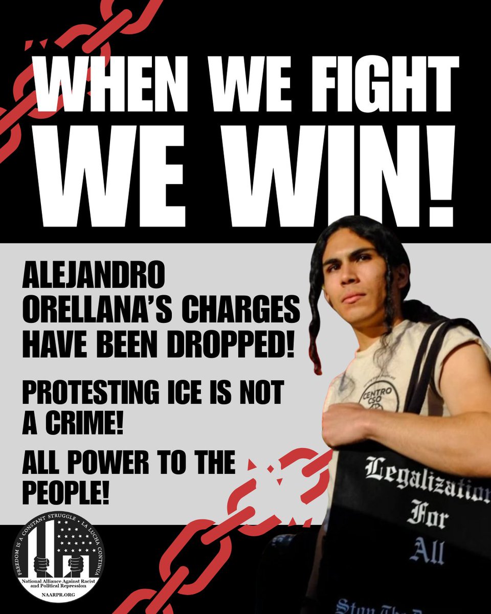 ALEJANDRO’S CHARGES HAVE BEEN DROPPED! 
WHEN WE FIGHT, WE WIN.
#JusticeForAlejandro  #WhenWeFightWeWin #EndTheRaids