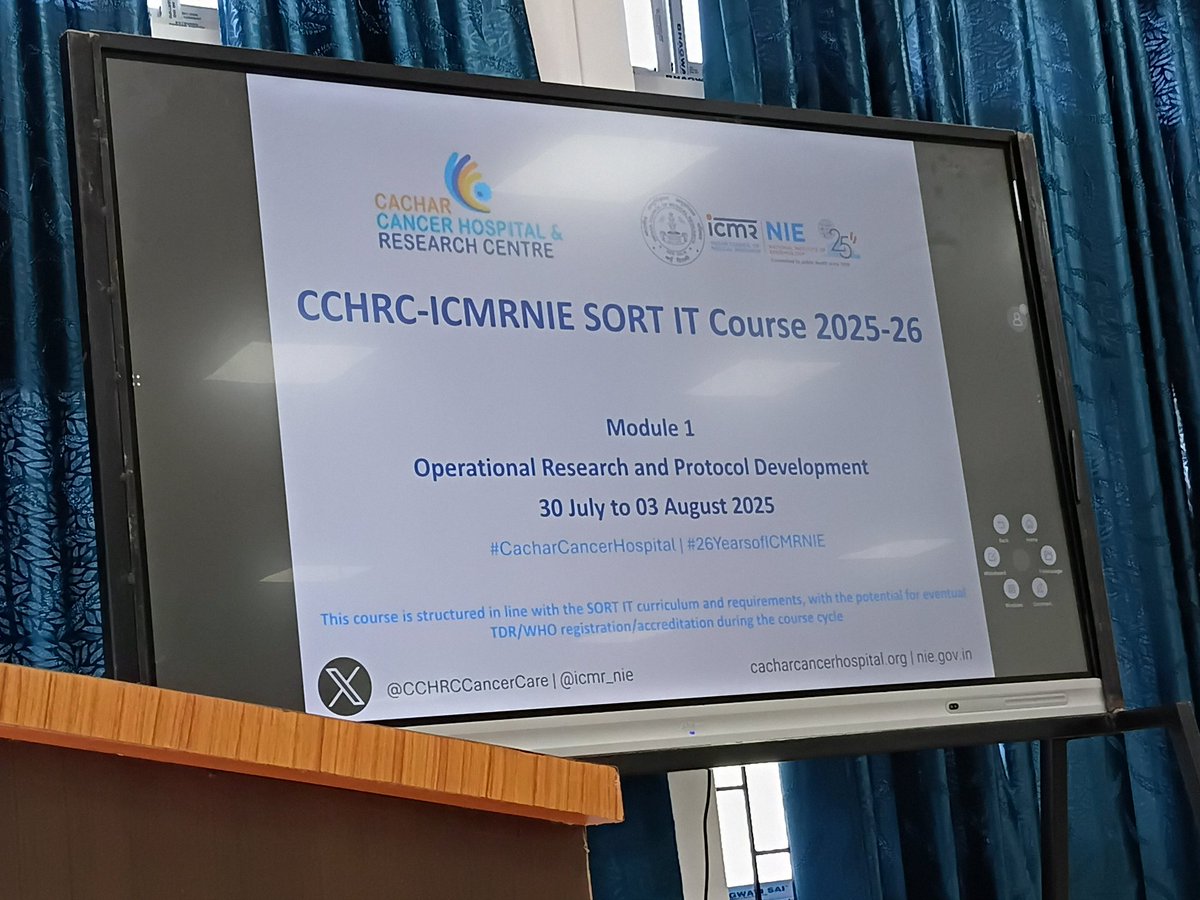Hemant Deepak (@hshewade) on Twitter photo All set and ready!
Today we begin CCHRC-ICMRNIE SORT IT course 2025-26 on Oncology for NE India at <a href="/CCHRCCancerCare/">Cachar Cancer Hospital & Research Centre</a> Silchar
12 mentees will not only be trained in operational research but also lead a mentored operational research project
#SORTIT <a href="/icmr_nie/">ICMR - National Institute of Epidemiology</a> All set and ready!
Today we begin CCHRC-ICMRNIE SORT IT course 2025-26 on Oncology for NE India at <a href="/CCHRCCancerCare/">Cachar Cancer Hospital & Research Centre</a> Silchar
12 mentees will not only be trained in operational research but also lead a mentored operational research project
#SORTIT <a href="/icmr_nie/">ICMR - National Institute of Epidemiology</a>