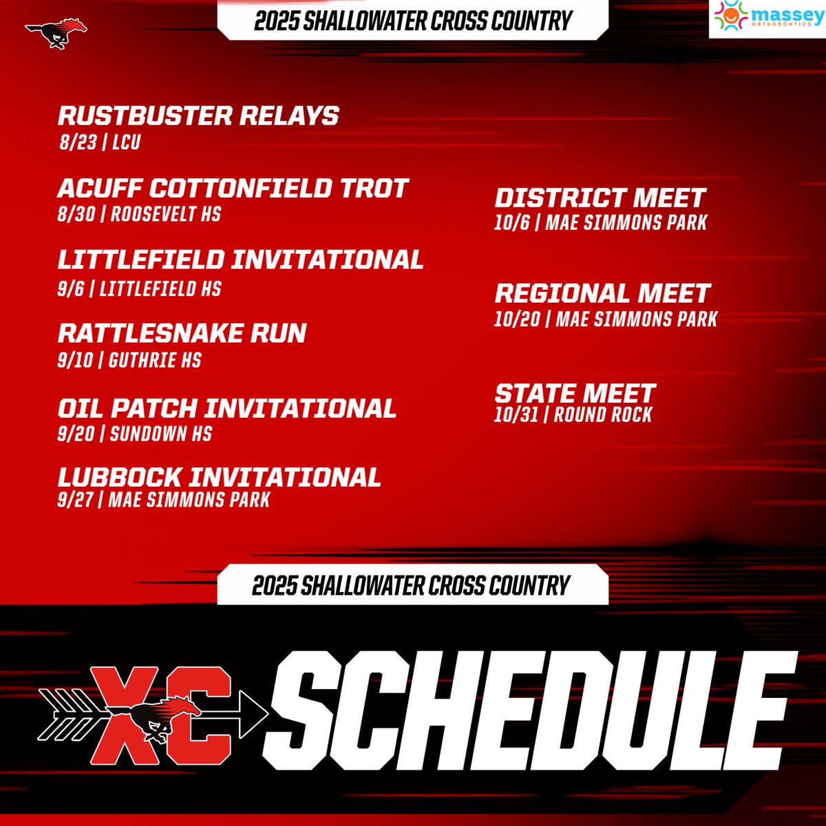 2025 Shallowater Cross Country Schedule 🏃‍♂️🏃‍♀️

#ShallowaterISD