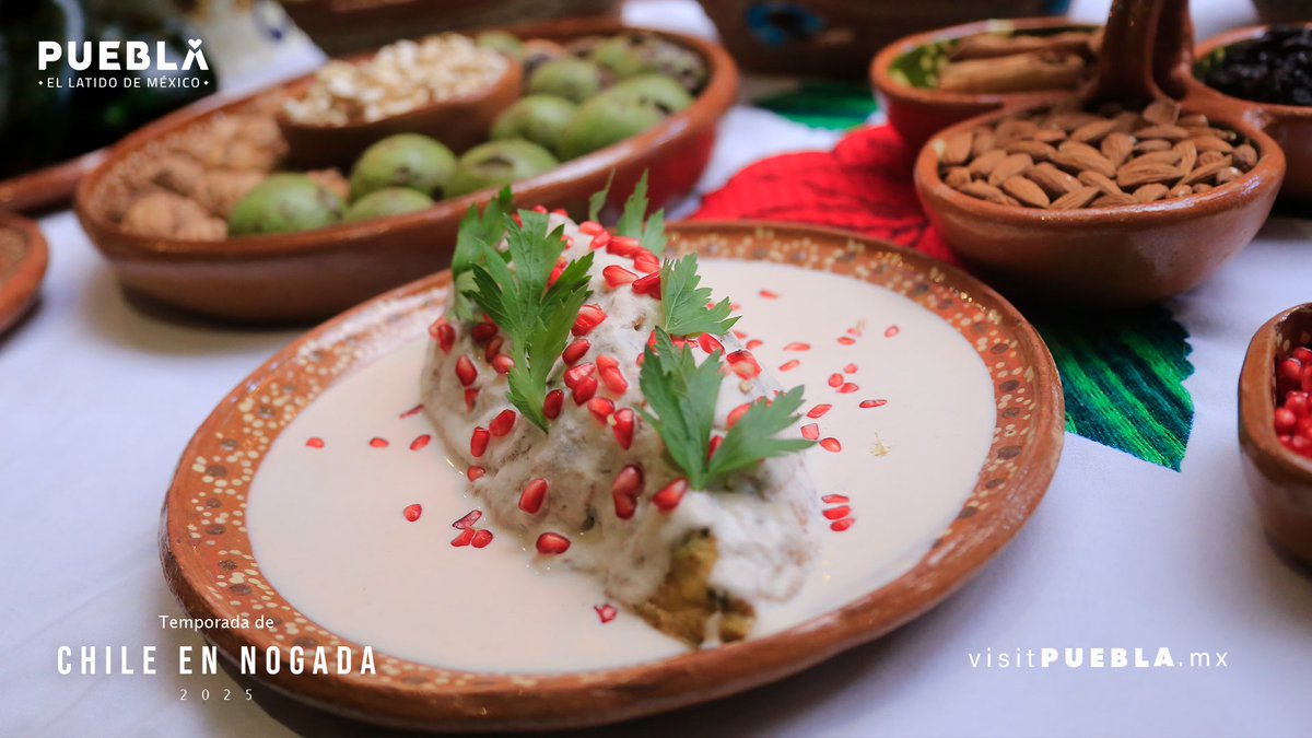 Del campo poblano directito a tu mesa 🌿🍽️: el Chile en Nogada no solo es riquísimo 🤤, también representa la historia que hay detrás de cada una de las manos que lo elaboran 🙌🏼.

¡Prueba la cocina del #LatidoDeMéxico 🫶🏻!
.
.
.
From the fields of Puebla straight to your table