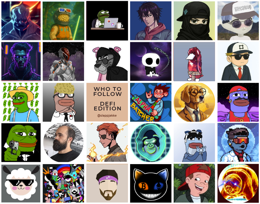 slappjakke.eth 🦇🔊 (@slappjakke) on Twitter photo To navigate the bullmarket you desperately need to fill your feed with something other than yaps and leaderboard farming
Here's a heavily DeFi focused list of people to follow
<a href="/alphabatcher/">Alpha Batcher</a> - DeFi alpha, gem hunting, early project activities
<a href="/0xCheeezzyyyy/">Cheeezzyyyy</a> - DeFi and RWA To navigate the bullmarket you desperately need to fill your feed with something other than yaps and leaderboard farming
Here's a heavily DeFi focused list of people to follow
<a href="/alphabatcher/">Alpha Batcher</a> - DeFi alpha, gem hunting, early project activities
<a href="/0xCheeezzyyyy/">Cheeezzyyyy</a> - DeFi and RWA
