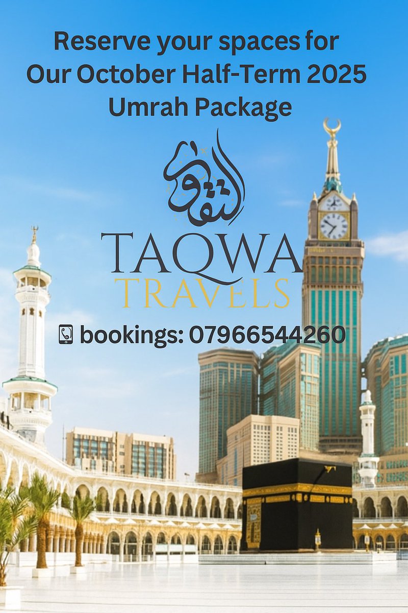 Travel with us✈️
TAQWA TRAVELS
📲Bookings: 07966544260
#umrahpackage