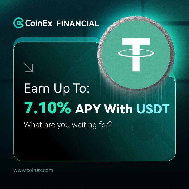 coinexcom's tweet photo. Grow Your Crypto with CoinEx Financial! 

Earn an impressive 7.10% APY on your $USDT with CoinEx Financial!  Secure, flexible, and hassle-free—maximize your returns today!

👉 Start earning now: https://t.co/nKLujjobOj