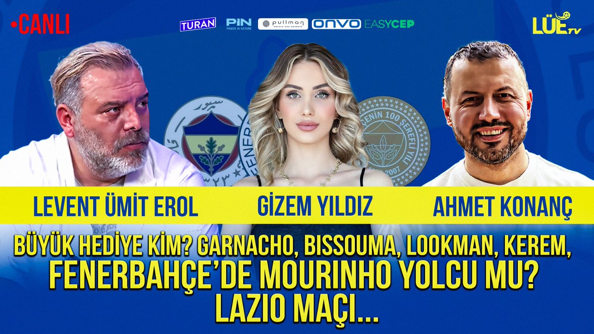 LÜE TV (@lue_tv) on Twitter photo 🔔 Saat 15.00'da LÜE TV'de buluşalım. Kimseye söz vermeyin.
🔥Büyük Hediye Kim?
🔥Garnacho, Bissouma, Lookman, Kerem..
🔥Fenerbahçe'de Mourinho Yolcu mu?
🔥 Lazio maçı...
🔥 Sıcak gelişmeler..
<a href="/leventumiterol/">LEVENT ÜMİT EROL</a> <a href="/ahmetkonanc/">Ahmet Konanç</a> <a href="/_GizemYildiz/">Gizem Yıldız</a>
youtube.com/live/EroN2m8ds… 🔔 Saat 15.00'da LÜE TV'de buluşalım. Kimseye söz vermeyin.
🔥Büyük Hediye Kim?
🔥Garnacho, Bissouma, Lookman, Kerem..
🔥Fenerbahçe'de Mourinho Yolcu mu?
🔥 Lazio maçı...
🔥 Sıcak gelişmeler..
<a href="/leventumiterol/">LEVENT ÜMİT EROL</a> <a href="/ahmetkonanc/">Ahmet Konanç</a> <a href="/_GizemYildiz/">Gizem Yıldız</a>
youtube.com/live/EroN2m8ds…