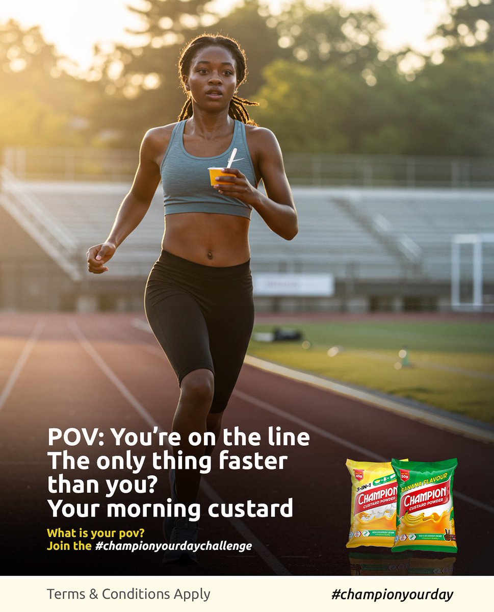 Speed isn’t just in the legs — it’s in the mindset, the routine, and the fuel.

She starts her morning with Champion Custard. Smooth, strong, and steady — just like her.

What’s powering your day?

#ChampionYourDayChallenge
#StartSoftFinishStrong
#ChampionEnergy #CustardFirst