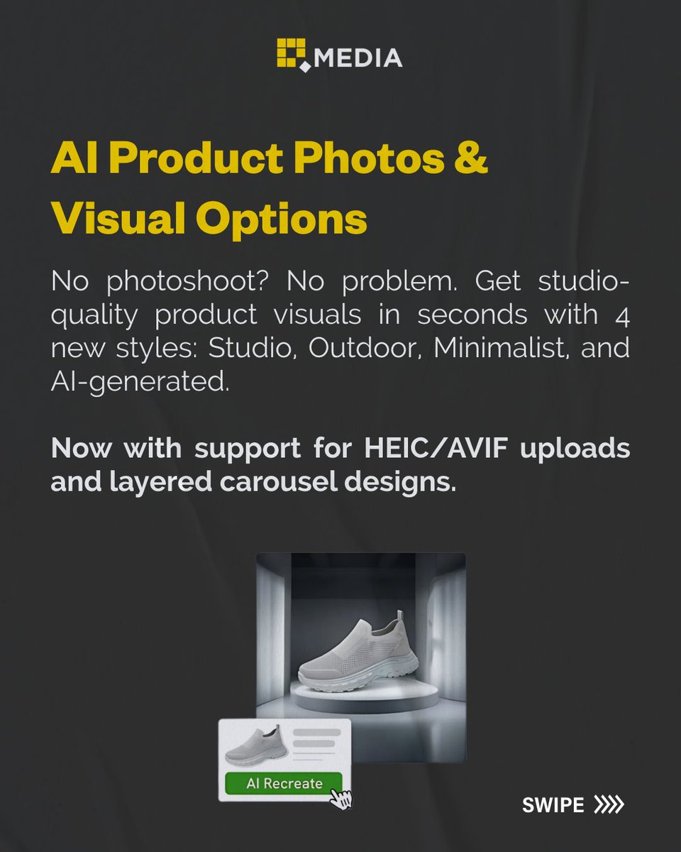 QMedia_SdnBhd's tweet image. Predis. ai just got smarter! ⚡
Create better content, faster — with auto-post, smart visuals, and AI product photos.

Follow us for more easy AI tools! 🚀

#PredisAI #AITools #ContentMadeEasy #SocialMediaTips #CreateWithAI #ContentHack #QubeMedia