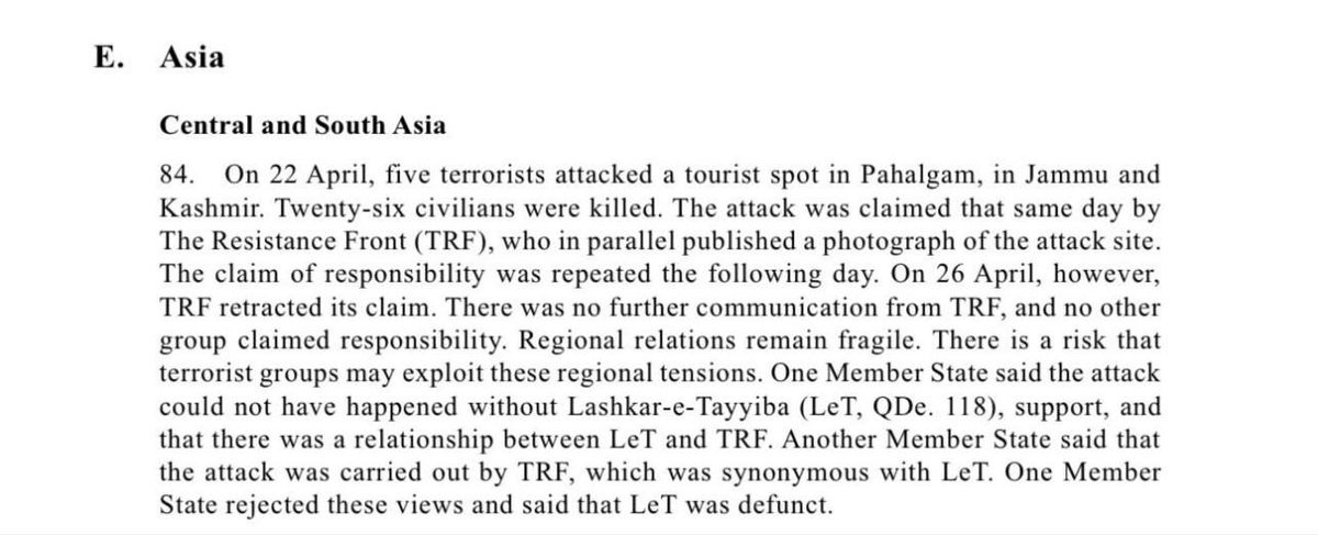 AseemRuhel's tweet image. 🚨 Confirmed by the UN!

The UNSC Monitoring Report exposes Pakistan-backed terror outfit TRF as the mastermind behind the brutal #PahalgamAttack that killed 26 innocent civilians.

Terror has a name — &amp;amp;  it’s being sheltered across the border.
Time for global action.
#StopTerror