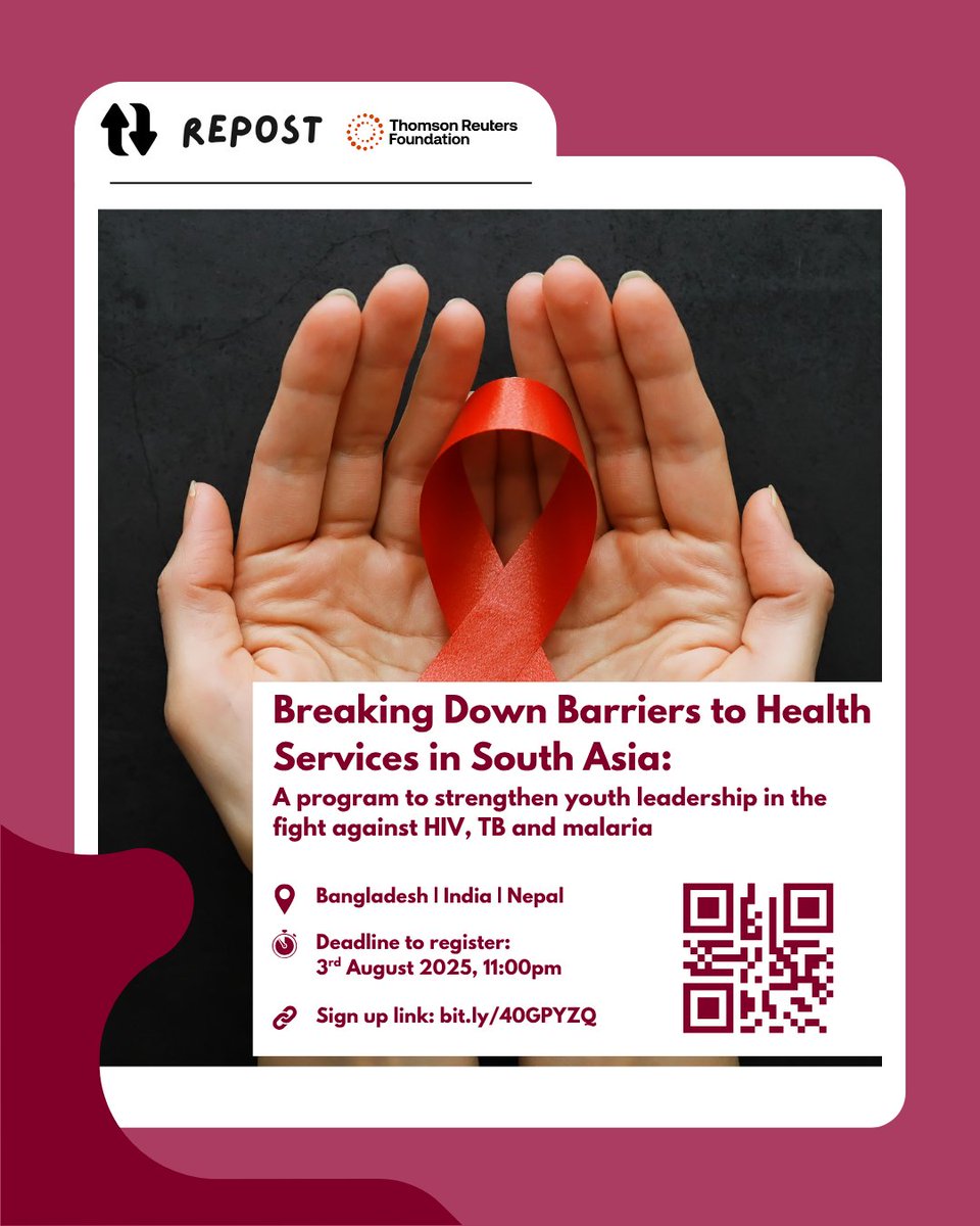 [REPOST from <a href="/TRF/">Thomson Reuters Foundation</a>]

Are you a young activist in Bangladesh, India, or Nepal, with an interest in driving social change and reducing human rights-related barriers to health services? 

Check out this new program here: bit.ly/40GPYZQ

#APTNReposts #HealthcareAccess